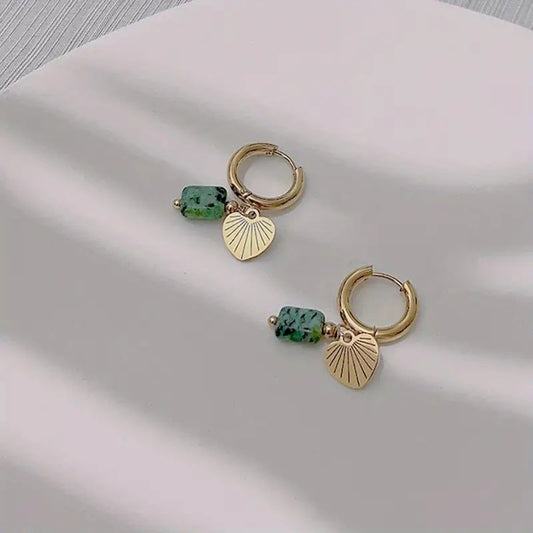 Boho Elegante Hängeohrringe mit Natürlichem Stein – 18K Vergoldeter Edelstahl