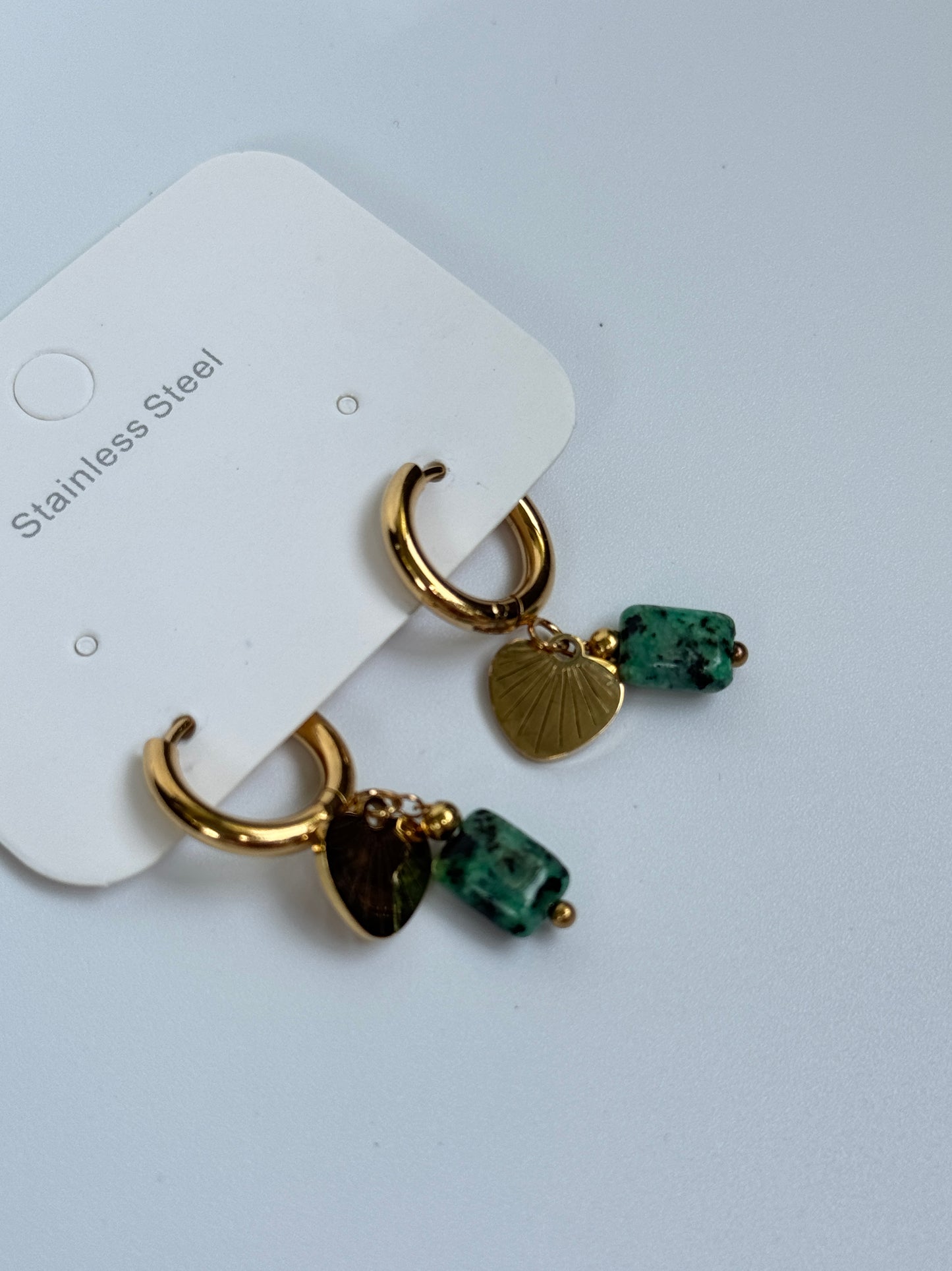 Boho Elegante Hängeohrringe mit Natürlichem Stein – 18K Vergoldeter Edelstahl