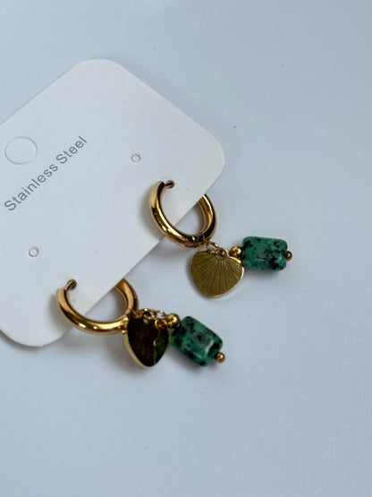 Boho Elegante Hängeohrringe mit Natürlichem Stein – 18K Vergoldeter Edelstahl